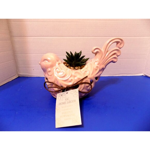 NEW Bird Dove Figurine GC Home Decor Sachet Potpourri Holder Faux Plant - Picture 2 of 5